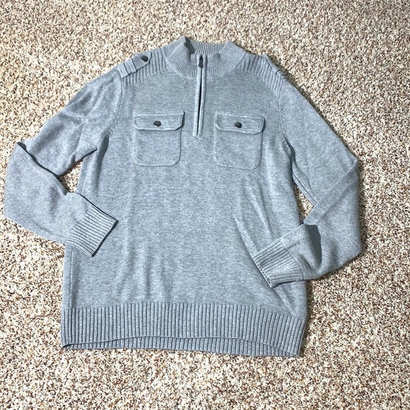 Apt. 9 Other - Apt 9 Gray Military Style 1/4 Zip Sweater Size M